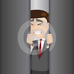 Cartoon businessman tried to open elevator door