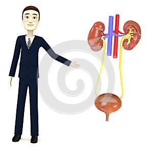 Cartoon businessman with urinary system