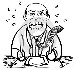 Cartoon of Businessman waiting food-Drawing Vector