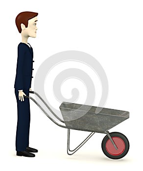 Cartoon businessman with wheel-barrow