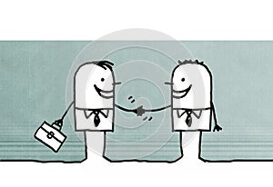 Cartoon businessmen handshaking