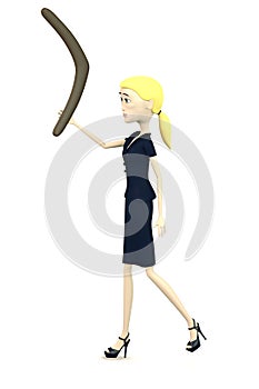 Cartoon businesswoman with boomerang