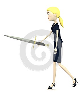 Cartoon businesswoman with dagger