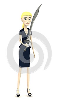 Cartoon businesswoman with exotic sword