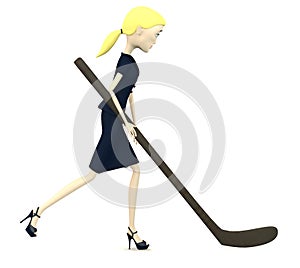 Cartoon businesswoman with hockeystick