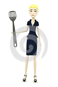 Cartoon businesswoman with kitchen untensil