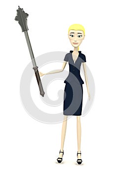 Cartoon businesswoman with mace