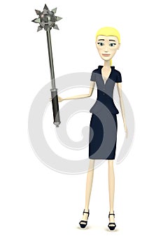 Cartoon businesswoman with mace