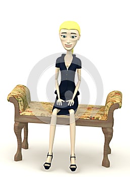 Cartoon businesswoman on old sofa