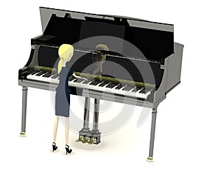 Cartoon businesswoman playing on clavier photo