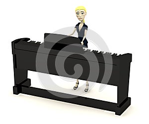 Cartoon businesswoman playing on digital piano