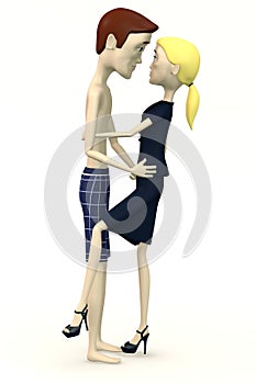 Cartoon businesswoman seducting man