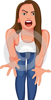A cartoon bust of an angry girl making helpless gestures