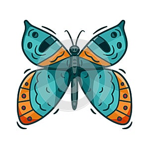 Cartoon butterfly vector illustration.