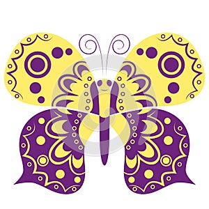 Cartoon butterfly. Vector illustration on a white background.