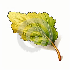 Cartoon Butternut Squash Leaf Drawing In Yellow And Green