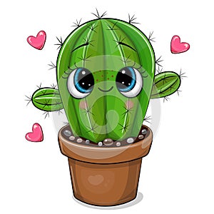 Cartoon Cactus with eyes isolated on a white background