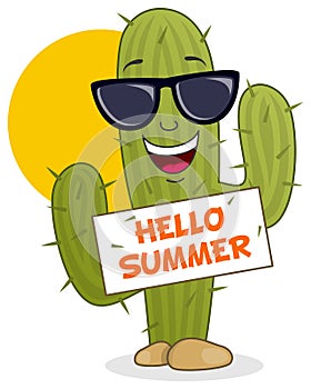 Cartoon Cactus Smiling with Sunglasses