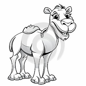 Cartoon Camel Coloring Page - Light White And Dark Silver Style