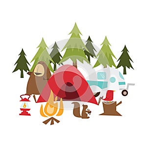 Cartoon Camping Scene