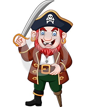 Cartoon captain pirate holding a sword