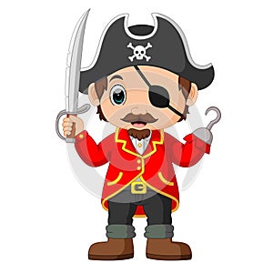 Cartoon captain pirate holding a sword