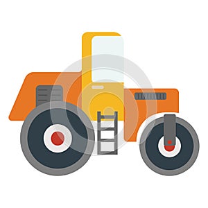 Cartoon car asphalt paver. Vector illustration on a white background