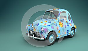 Cartoon car with flower print