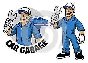 Cartoon car mechanic worker mascot
