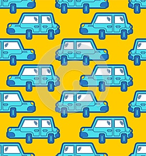 Cartoon car pattern seamless. machine Childrens style background