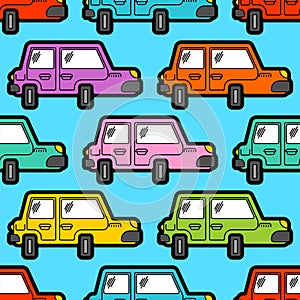 Cartoon car pattern seamless. machine Childrens style background