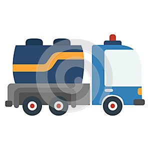 Cartoon car tanker truck. Vector illustration on a white background