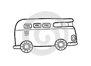 cartoon car. Travel car. House on wheels. Travel, vacation. Handsomely. Vector illustration isolated on white background