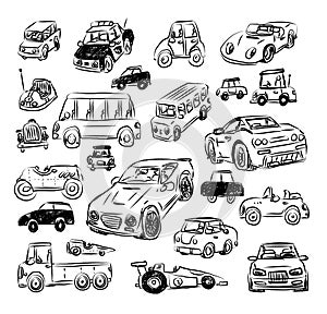 Cartoon car, vector illustration. black