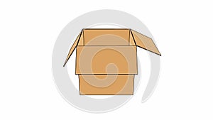 cartoon cardboard box open close using tape