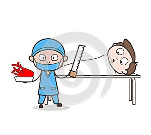 Cartoon Cardiologist Doing Heart Surgery Vector Concept