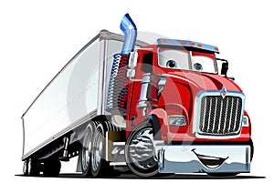 Cartoon cargo semi truck isolated on white background