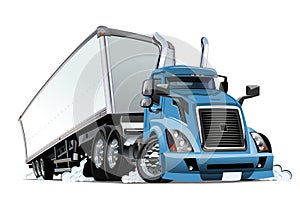 Cartoon cargo semi truck isolated on white background