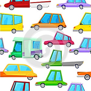 Cartoon cars children vector seamless pattern, vector illustration. Transport pattern for boys, kids. Cute toy cars