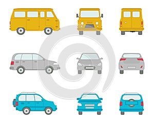 Cartoon cars in flat style