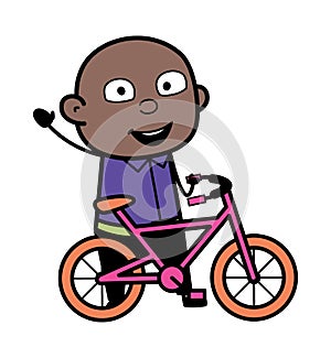 Cartoon Cartoon Bald Black with Bicycle