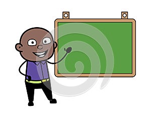 Cartoon Cartoon Bald Black with Classroom Board