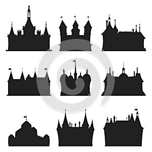 Cartoon castle architecture silhouette vector illustration