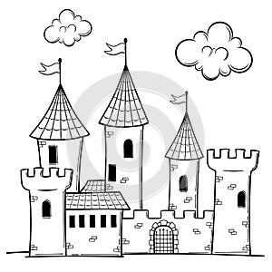 Cartoon castles for colouring book isolated