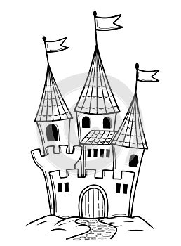 Cartoon castles for colouring book isolated