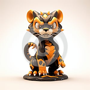 Cartoon Cat 3d Character: Aggressive Digital Illustration In The Style Of Yasuo Kuniyoshi