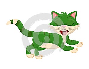 Cartoon cat with closed eyes vector symbol icon design.