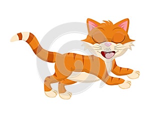 Cartoon cat with closed eyes vector symbol icon design.