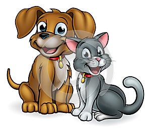 Cartoon Cat and Dog Pets