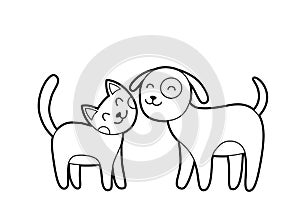 Cartoon cat and dog sketch